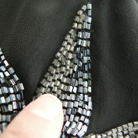 Beaded Shirt Large Black Sequin Beaded Millennium Star Y2K Top NWT NOS - Picture 4 of 8
